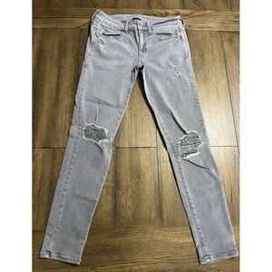 American Eagle Jeggings Women's Size 6 (28x28) Gray Distressed Wash